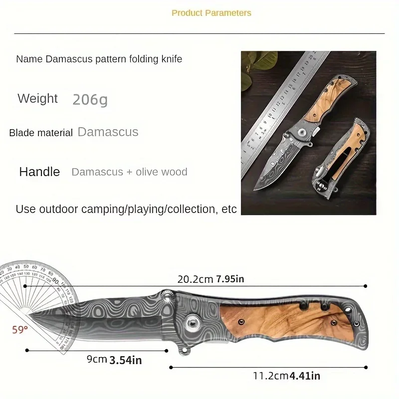 1pc Portable Outdoor Folding Knife,High -hardness EDC Camping Pocket Knife,Multi -functional Cutting Knife and Fruit Knife