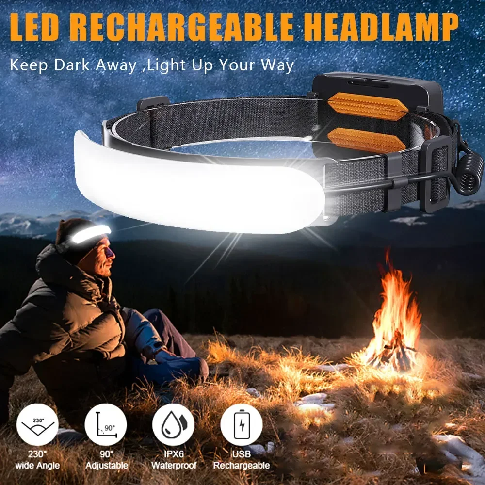 5000/7500 MAh COB LED lampada frontale USB ricaricabile luce esterna impermeabile potente faro escursionismo campeggio pesca proiettore