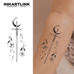 Moon Sword temporary tattoo sticker, waterproof magic tattoo, lasts to 15 days fake tattoo, semi permanent tattoo