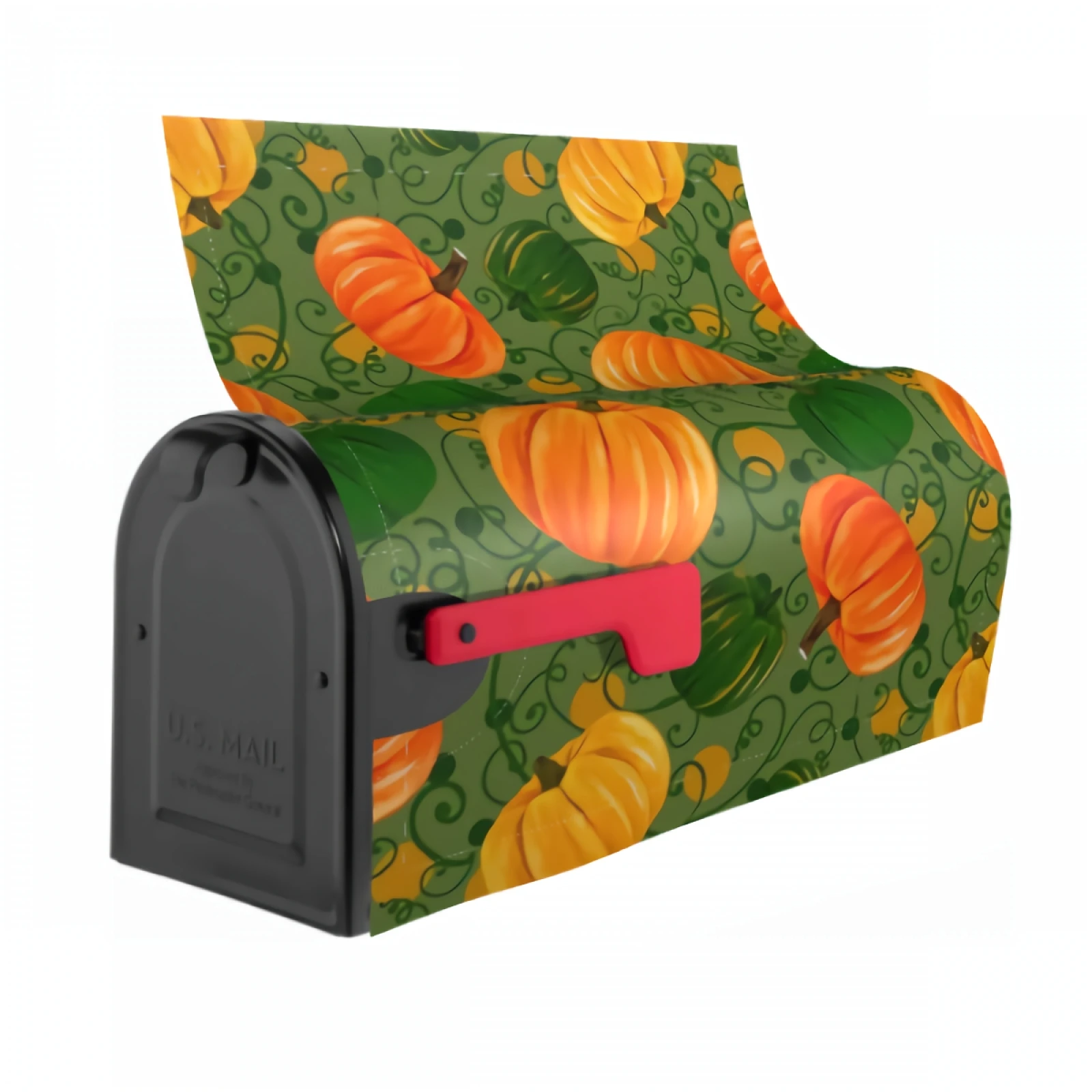 Pumpkin Mailbox Covers Magnetic 21x18 Inch Spring Summer Green And Yellow Mailbox Wraps Post Letter Box Covers for Garden Yard