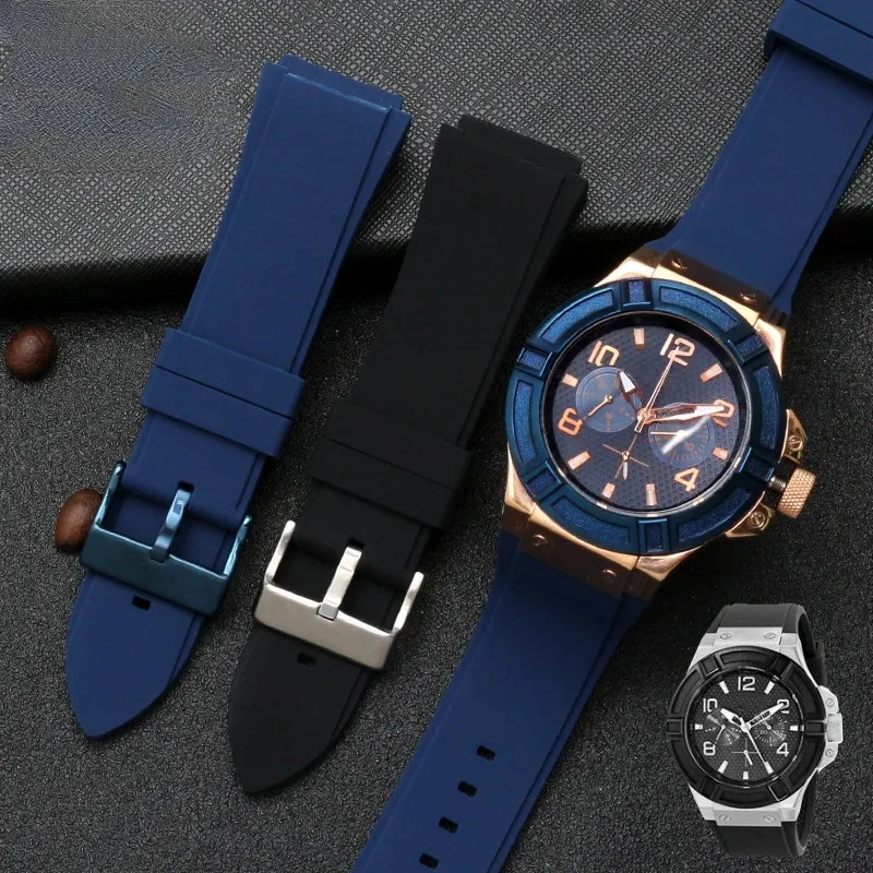 22mm Soft Waterproof Silicone Watch Strap for Giles Guess Watch U0247g3 W0040g3 W0040g7 for Men Watch Band Accessories
