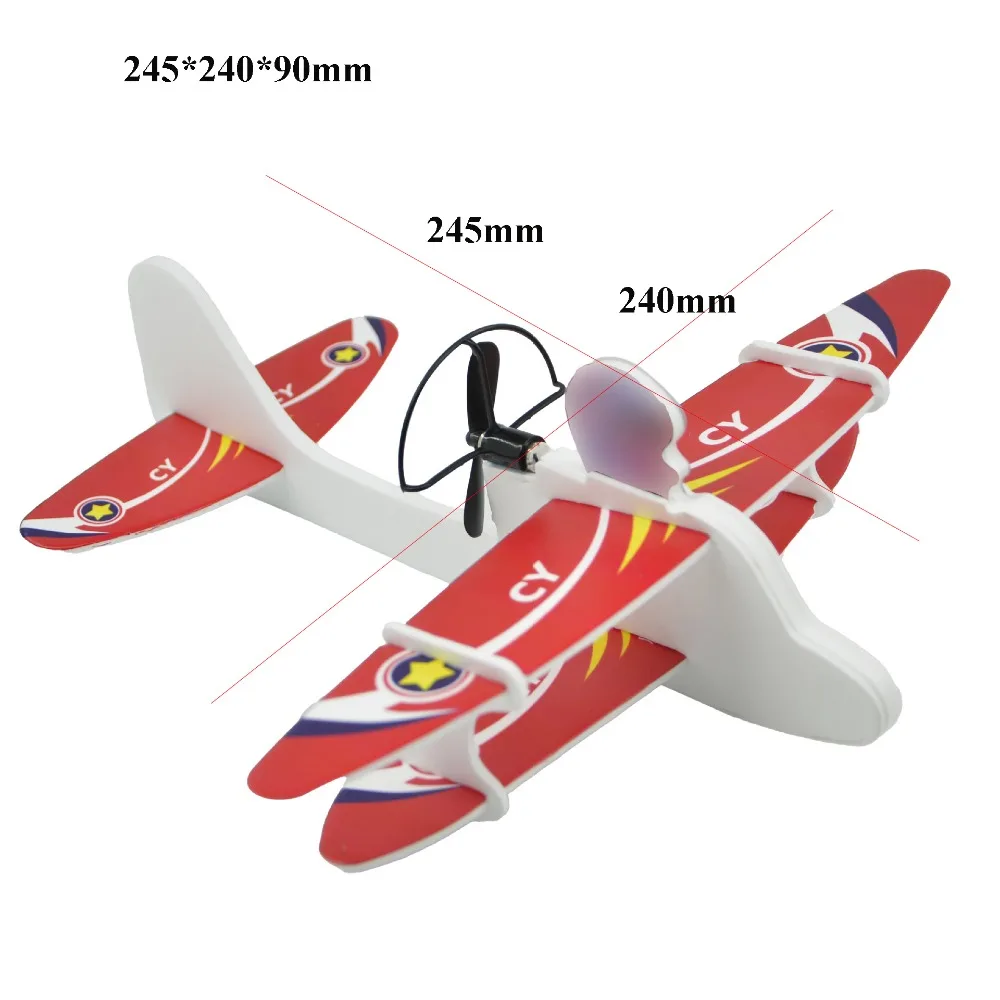 

New USB Rechargeable Electric Large Foam Biplane Glider with LED Light 24.5mm*9mm*24mm Flight Glider PP DIY Aircraft Model