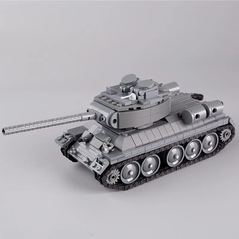 Modelo de tanque de batalla principal del ejército militar de la Segunda Guerra Mundial, vehículo blindado, accesorios para armas de coche, bloques, figuras de soldado, juguetes de ladrillos T34 soviéticos de EE. UU.