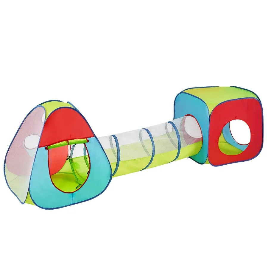 

3 in 1 Play Tent with Tunnel for Boys Girls Babies and Toddlers Indoor Outdoor Pop Up Playhouse with Carrying Bag Banding Stra