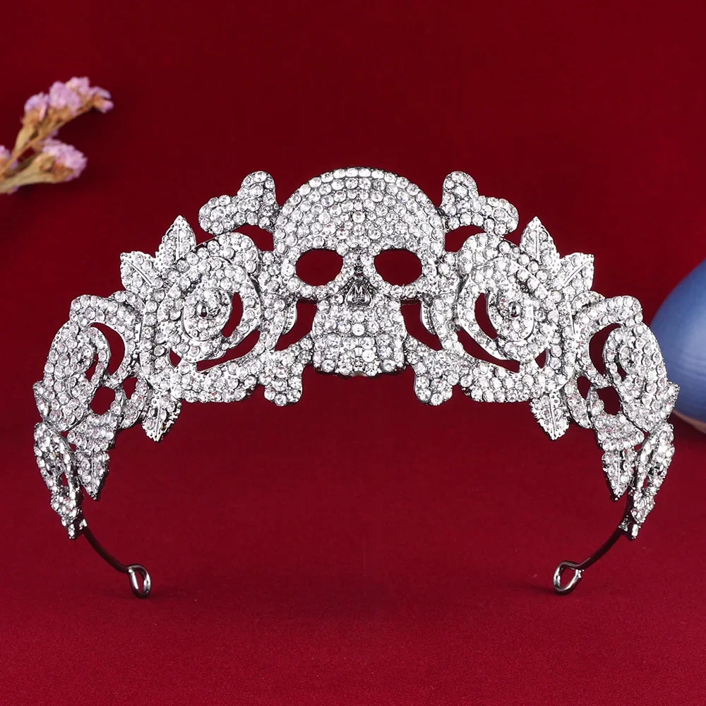 2024 Halloween Accessories Ghost Head Style Bridal Crown Headwear Crystal Large Crown Beauty Crown Hair Accessories