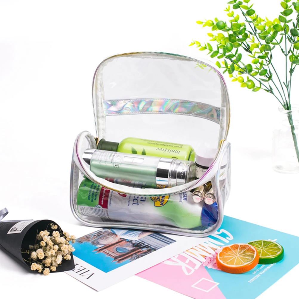 

Portable Clear Toiletry Bag PU Makeup Organizer Large Capacity Travel Women Multifunctional Cosmetics Brush Storage