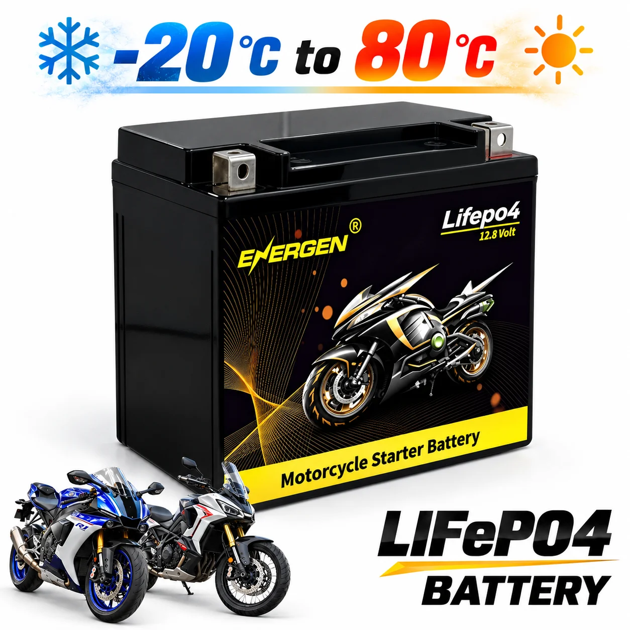 12.8V 30Ah LiFePO4 battery motorcycle starting power supply built-in BMS 4000+cycle for motorcycle weeding machine and motorboat