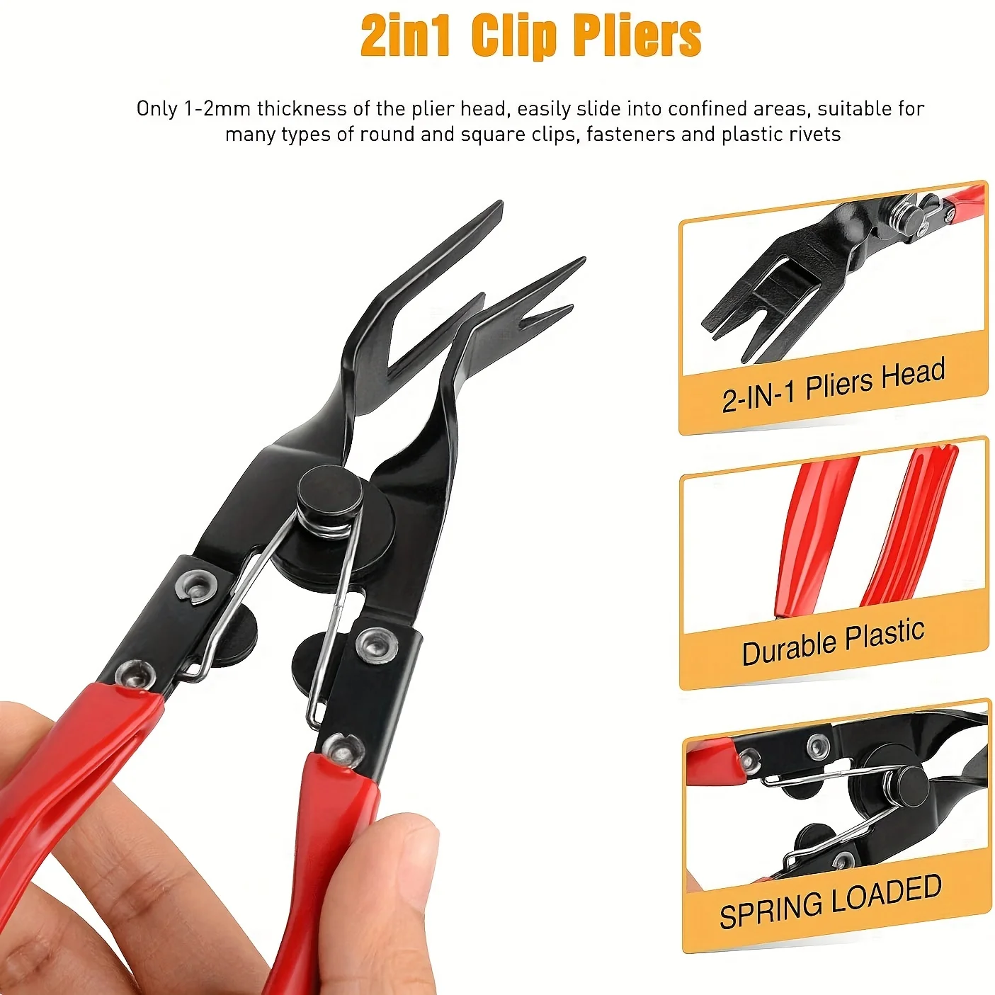 2pcs Car Clip Removal Pliers Tools Auto Body Panel Door Fastener Push Pin Trim Removal Tool Kit Automotive Pry Tool Repair Set