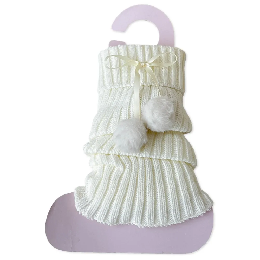 Fashion Solid Color Knitted Leg Warmers Hairball Bowknot Thermal Foot Covers Comfortable Breathable Stacked Stockings Women