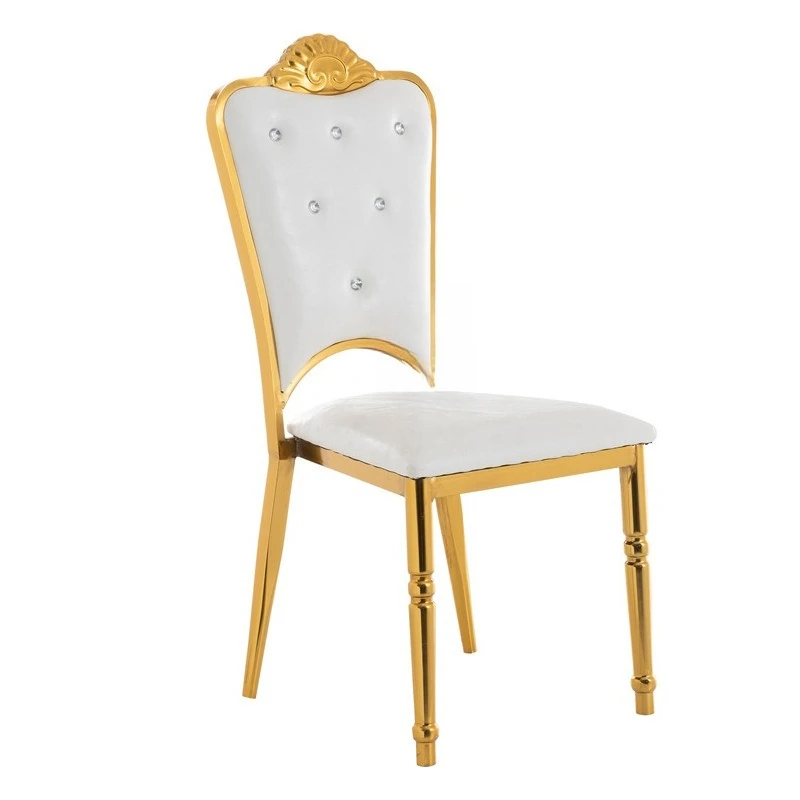 

Hotel Furniture Factory Wholesale Banquet Hall Stainless Steel Dining Chair Hotel VIP Restaurant Box Gold Electroplating Chair