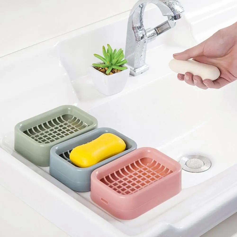 Double Layer Mesh Drainage Soap Box Stylish Bathroom Organizer for Hotel Home Quick Drying Soap Holder with Smooth Edge