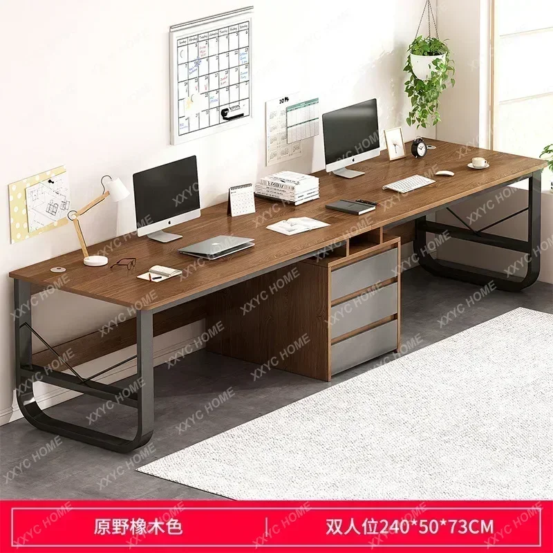 78 Inch Extra Long Desk, Double Desk with 2 Drawers, Two Person Desk Long Computer Desk with Storage Shelves, Writing Table