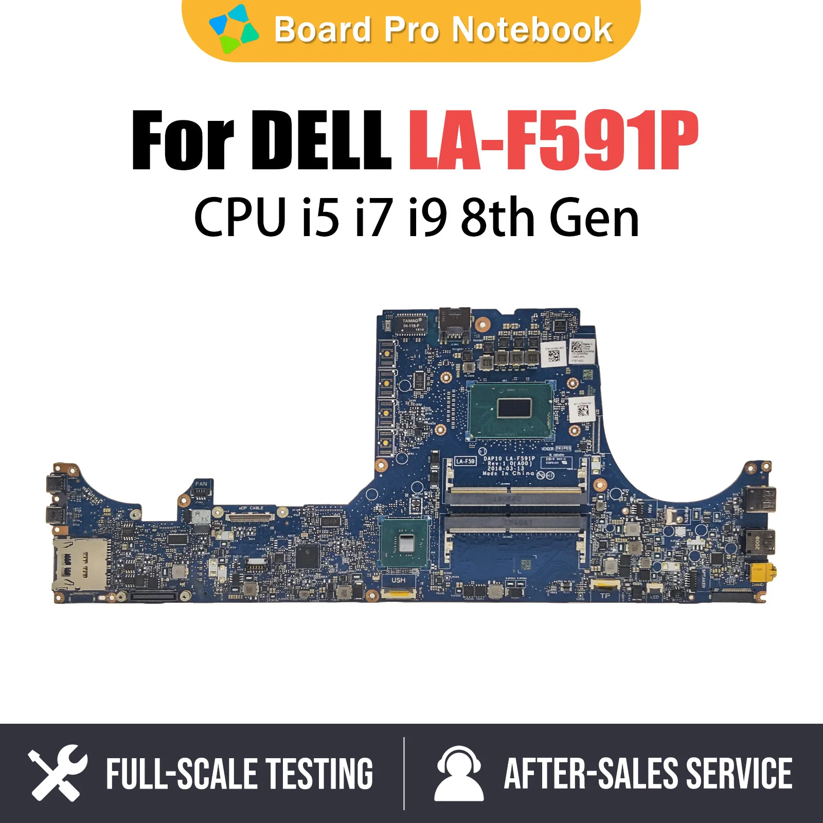 LA-F591P Notebook Motherboard For Dell Precision 7530 Laptop Mainboard CN-02NRRM 2NRRM with E-2176 E-2186 I5 I7 I9 8th CPU