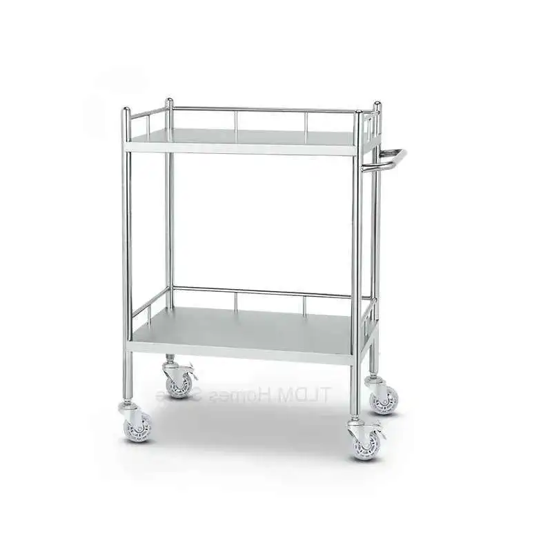 

Thickened Stainless Steel Medical Beauty Trolley Rack Surgical Instrument Trolley Instrument Table Nurse Dressing Small Cart M