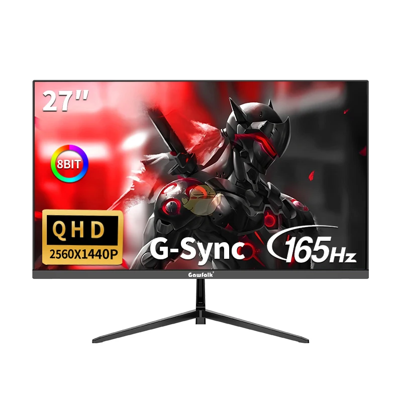 

Gawfolk 27-дюймовый игровой монитор 2K, монитор для ПК 165 Гц Full HD 2560x1440P, безрамный компьютерный дисплей с FreeSync и уход за глазами