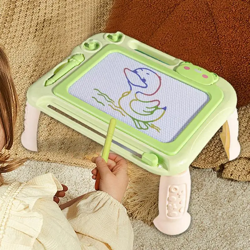 Tablero de dibujo para niños, tablero de dibujo magnético de dibujos animados para chico, juguete de habilidades motoras finas con cuatro patas desmontables para el hogar y al aire libre