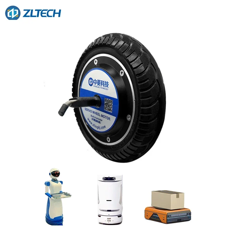 ZLTECH 8inch 24V 48V 400RPM 100kg load brushless gearless DC electric mobile robot direct driving wheel hub motor with encoder image 5