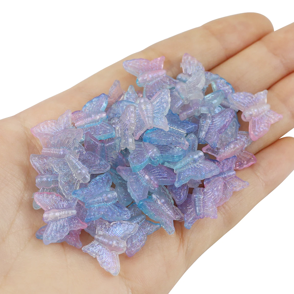 100/200/400Pcs Blue Butterfly Acrylic Charms Spacer Loose Beads For Jewelry DIY Handmade Bracelet Necklace Making Accessories