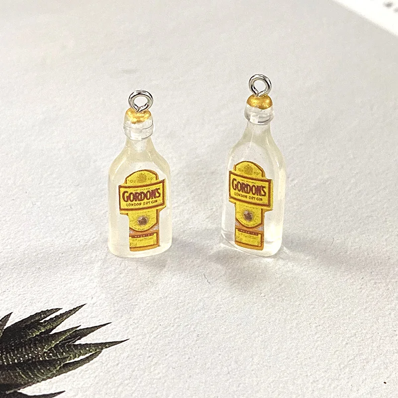 50pcs Cute Mini Drink Bottle Resin Charms Bulk Wholesale Miniature Beverage Bottle Pendant For Necklace Eardrop Diy Jewelry Make