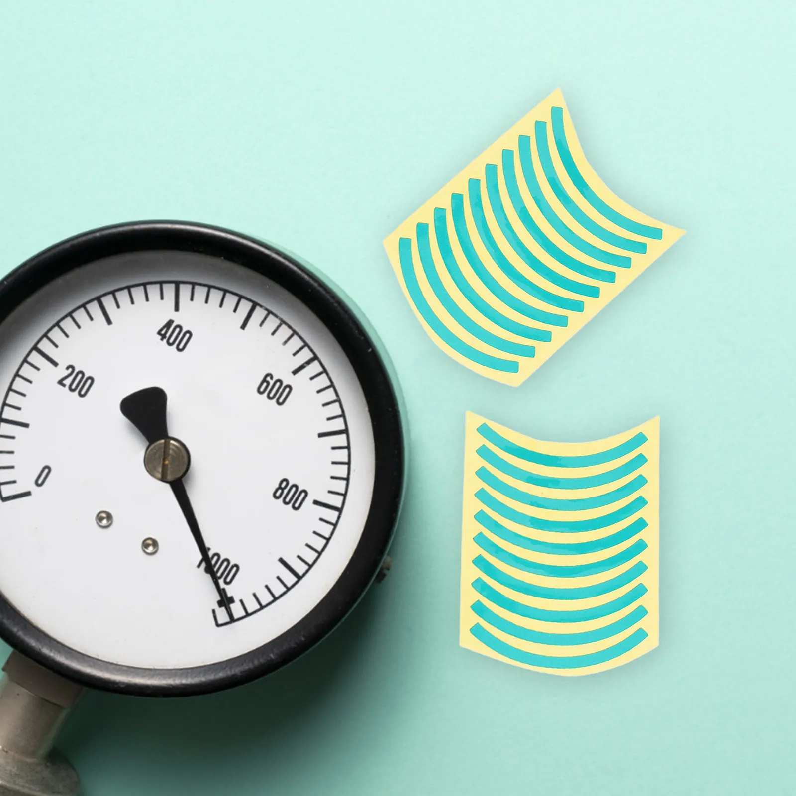 

60Pcs Pressure Gauge Reflective Stickers Tri-Color Waterproof Uv-Protected Red Yellow Green Quarter-Circle Industrial Safety