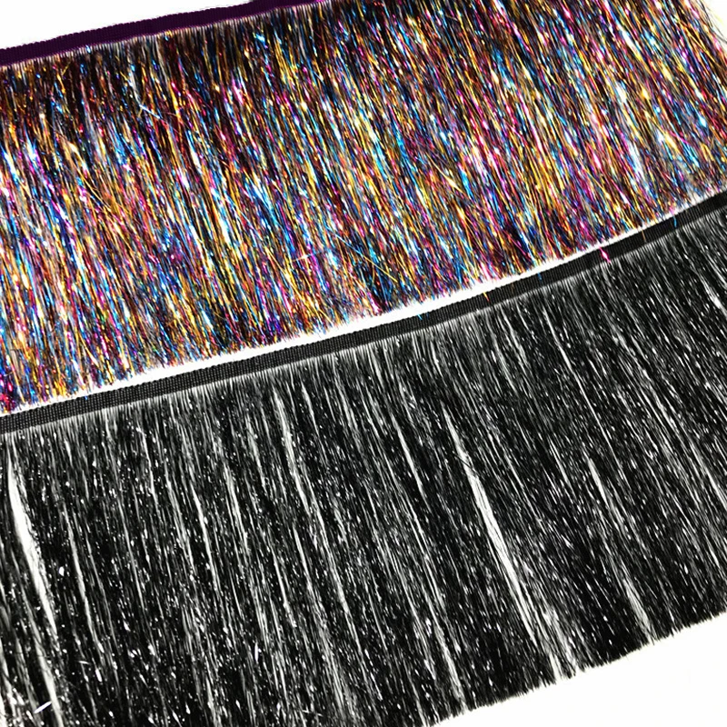 1Yard Colorful Fringe Lace Trim Glitter Tassel Fabric Tassel Ribbon Latin Dress Stage Clothes Decor Ribbon DIY Garment Accessory