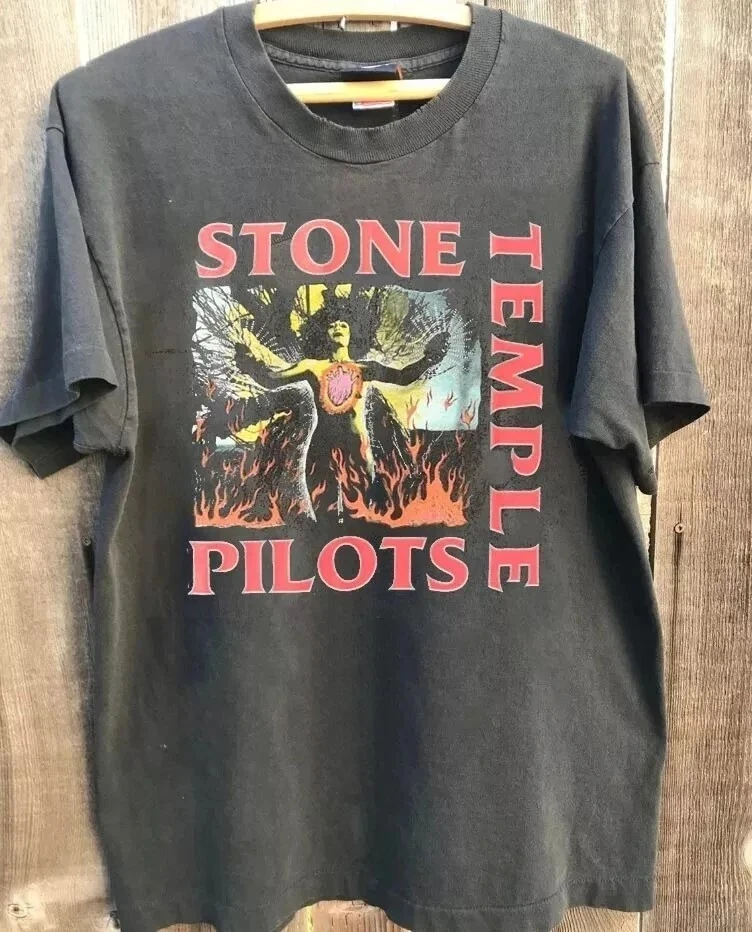 Summer Men's Pure Cotton Vintage Stone Temple Pilots T-shirt  Stylish Loose and Breathable Suitable for Everyday Wear