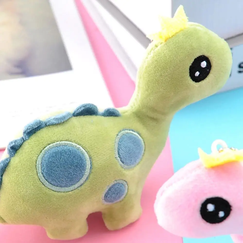 Creative crown dinosaur plush toy backpack pendant Cute personality doll key chain, key ring