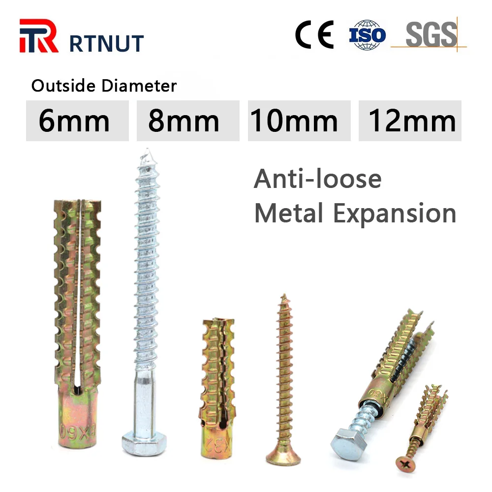 Metal Anchor Bolt Expansion Pipe Tube Self Tapping Screw Drilling Serrated Thorny Plug Light Brick Wall Anti-loose M5 M6 M8 M10