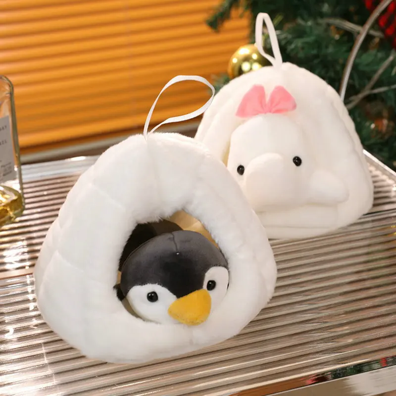 جديد 20 سنتيمتر بيت البطريق ألعاب من القطيفة الدب الأبيض لينة الحيوانات المحشوة وسادة مقعد اللعب ديكور المنزل هدايا عيد الميلاد