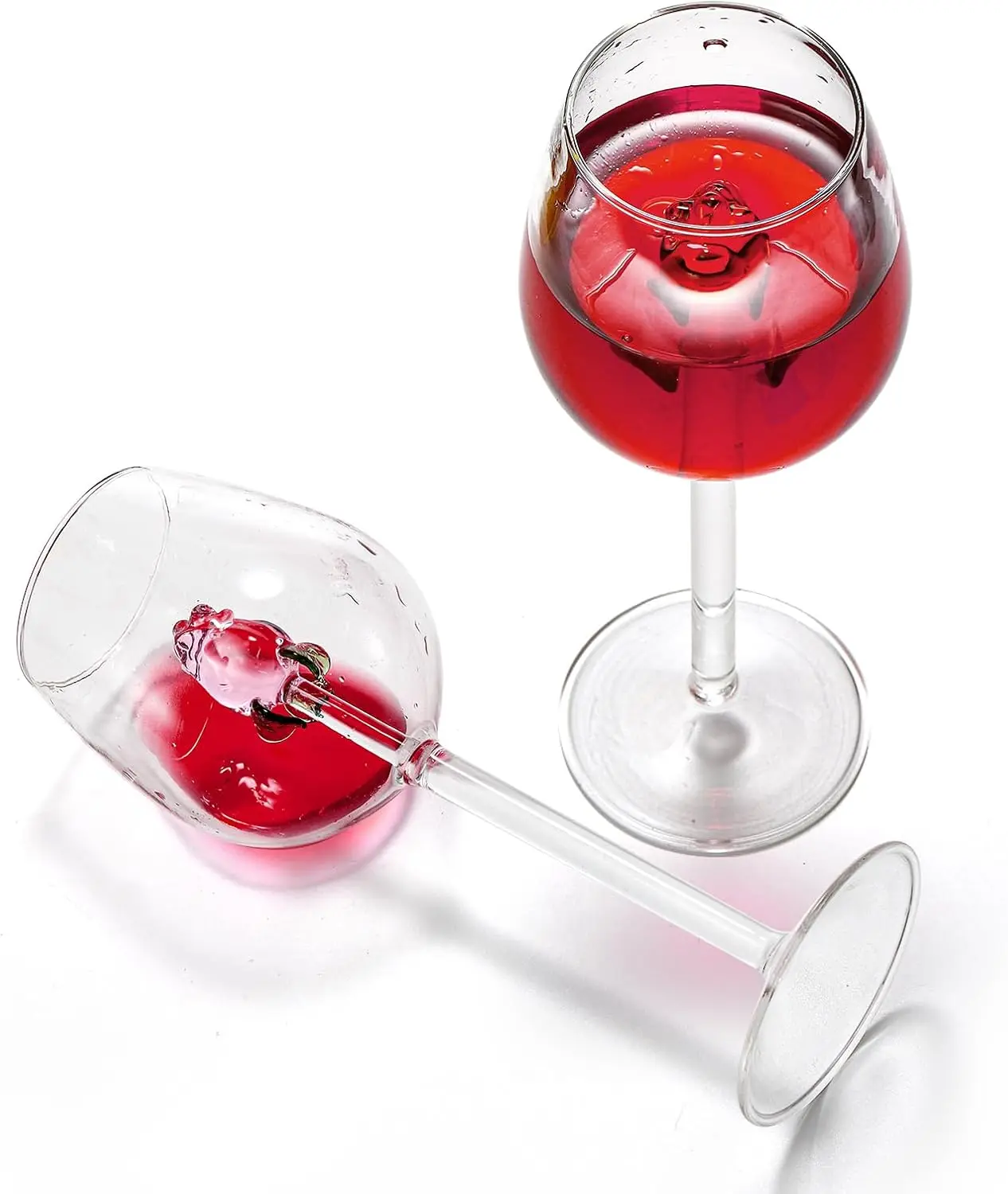 Hand Blown Rose Red Wine Glasses 7.4/10/22oz Crystal Wine Glasses With Long Stem Water Cocktail Highball Glass Bar Glassware