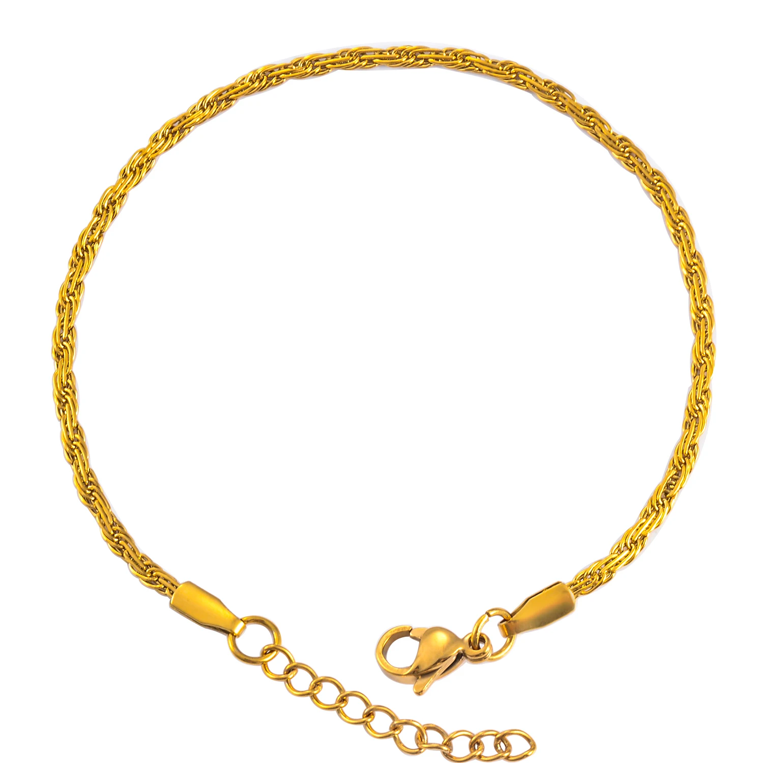 Pulsera de tejido plano de acero inoxidable de Color dorado de 2mm de ancho, cadena pequeña para mujeres y hombres, joyería turca, regalos en la mano