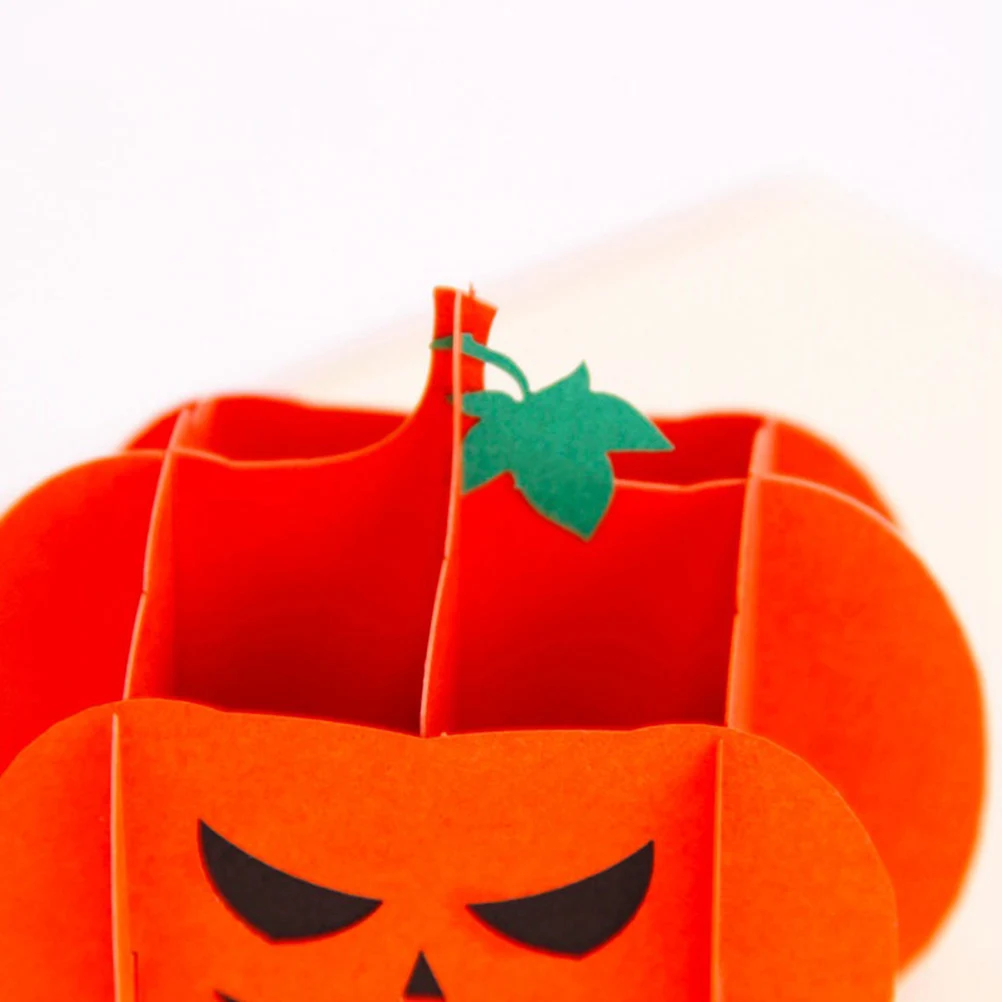 

3D Greeting Cards Halloween Pumpkin Up Creative Gift Birthday Wedding Invitations 15X10Cm Orange Matte Paper Design Unique