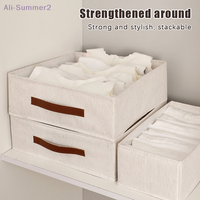 {MX} 6/7/20 Grids Cotton Linen Underwear Drawer Organizer Wardrobe Bra Socks Storage Box Cabinet Pants Ties Clothes Organizer