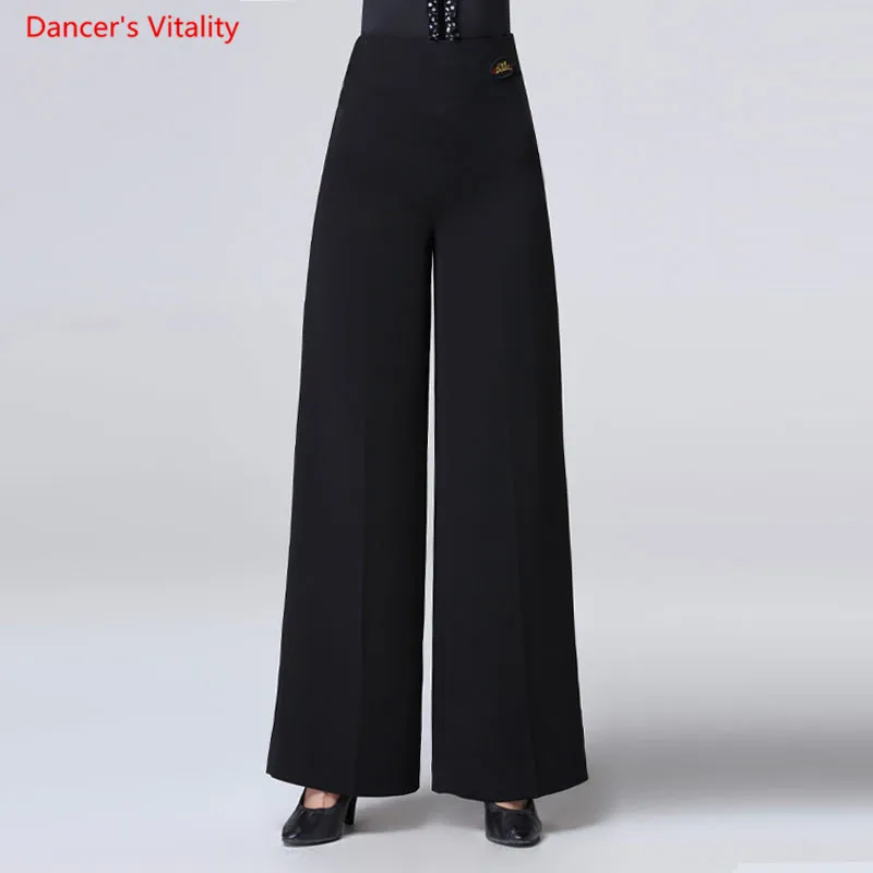 Pantalones de baile de salón profesionales para mujer, pantalones de pierna ancha de cintura alta para adultos, trajes de práctica de baile latino cuadrado de Vals, novedad de 2018