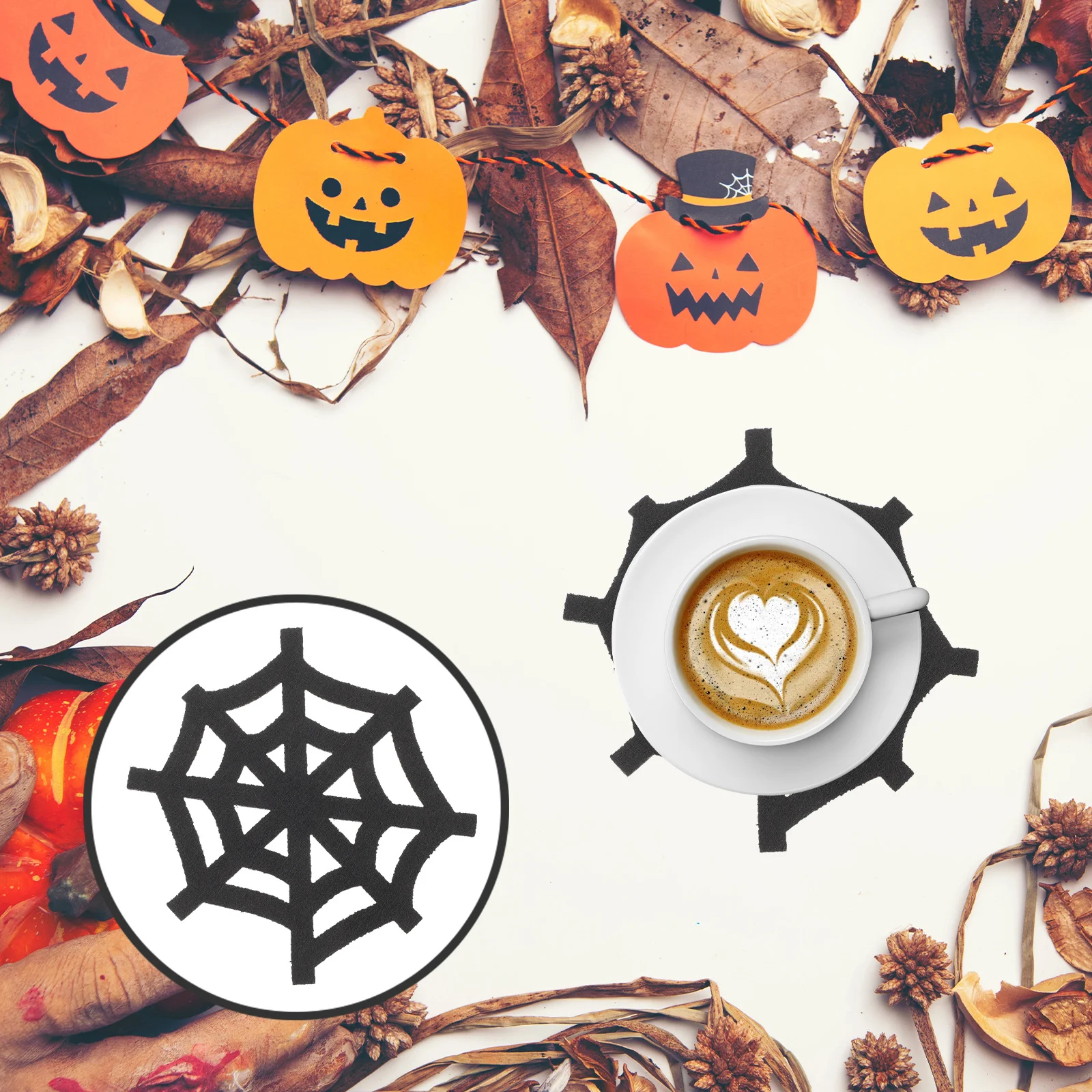 

4Pcs Halloween Web Coasters Insulated Non-Slip Mats for Home and Party Use Coaster Web Coaster Halloween Placemats