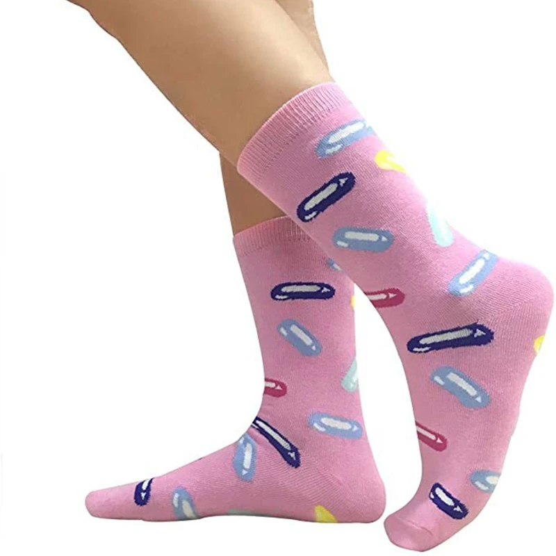 Men Women Novelty Cotton Socks Doctor Nurse Funny for Pill Electrocardiogram Stethoscope Printed Tube Hosiery