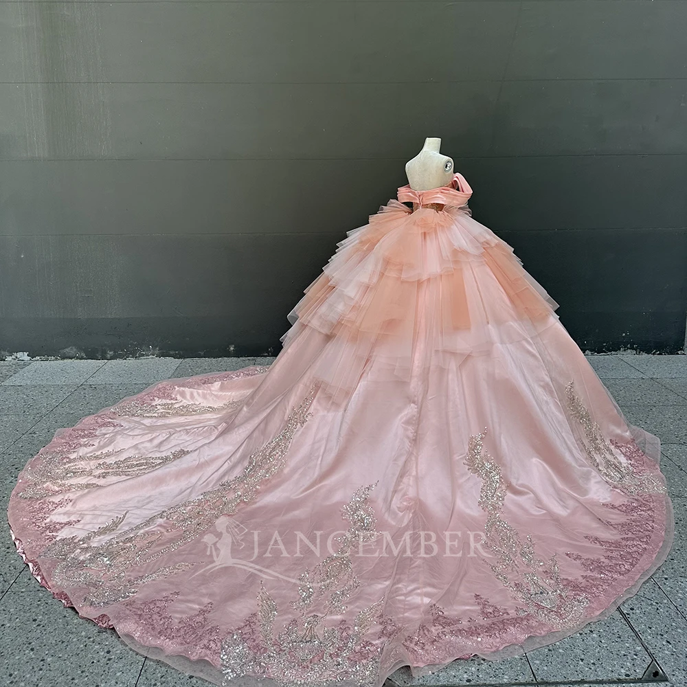Quinceanera Dresses With Short Sleeves Exquisite Ball Gown Off Shoulder Sequined Beading Sweet Vestidos De XV Anos Customized