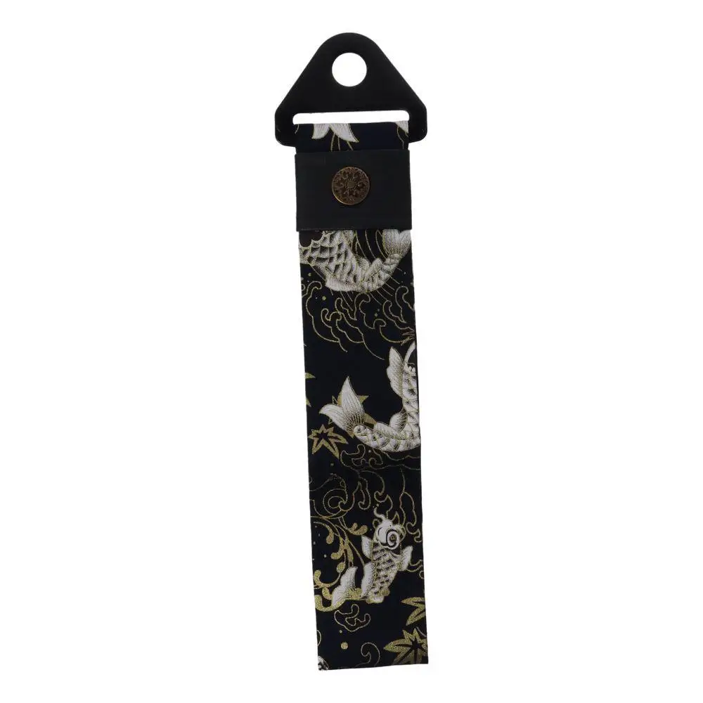 Black Ancient Japanese Antiquity Element Tow Strap with Combination of Koi Traction Rope Car Front Bumper Tow Strap