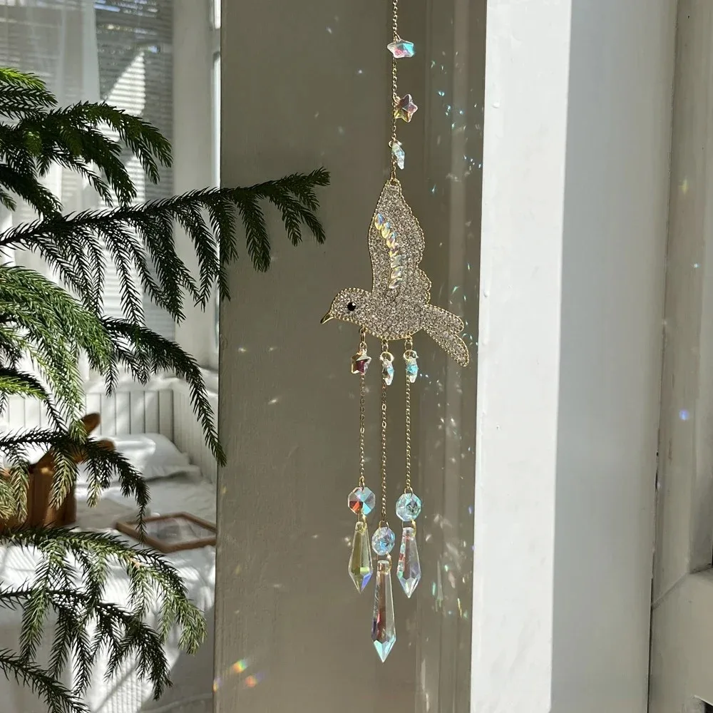 

Colorful Hummingbird Crystal Suncatcher DIY Crafts Hanging Bird Sun Catchers Pendant Handmade Wind Chime Hanging Ornaments