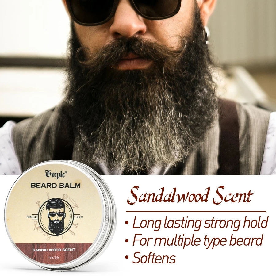 30g Natural Shea Butter Beard Balm for Men Facial Hair Beard Growth Wax Moisturizing Smoothing Mustache Cream Beard Care view 3