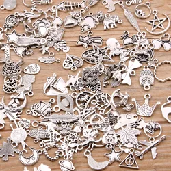 100Pcs 100 Styles 2 Color Leaves Heart Plant Animal Letter Charms Pendants DIY Jewelry For Necklace Bracelet Making Accessaries