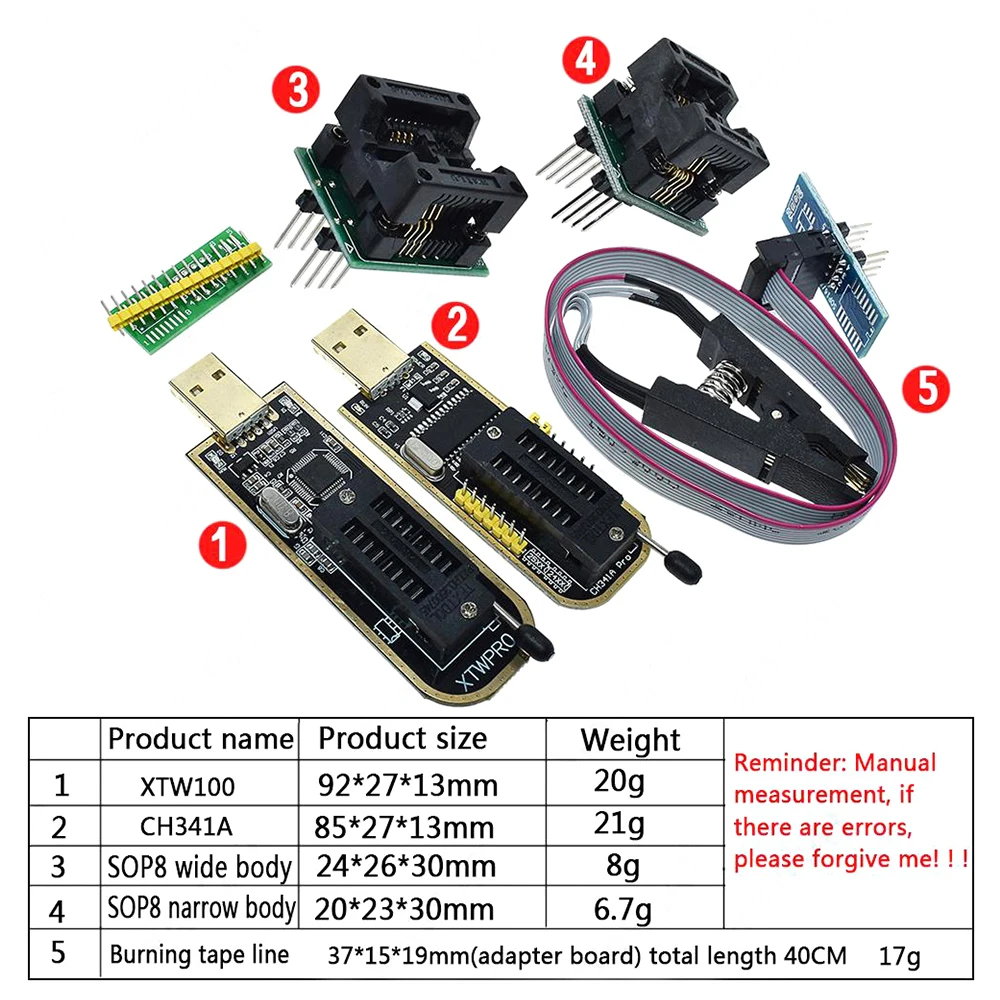 XTW100 CH341A USB Programmer with Software Driver 24 25 Series EEPROM Flash BIOS SPI FLASH Motherboard Multifunctional upgrade