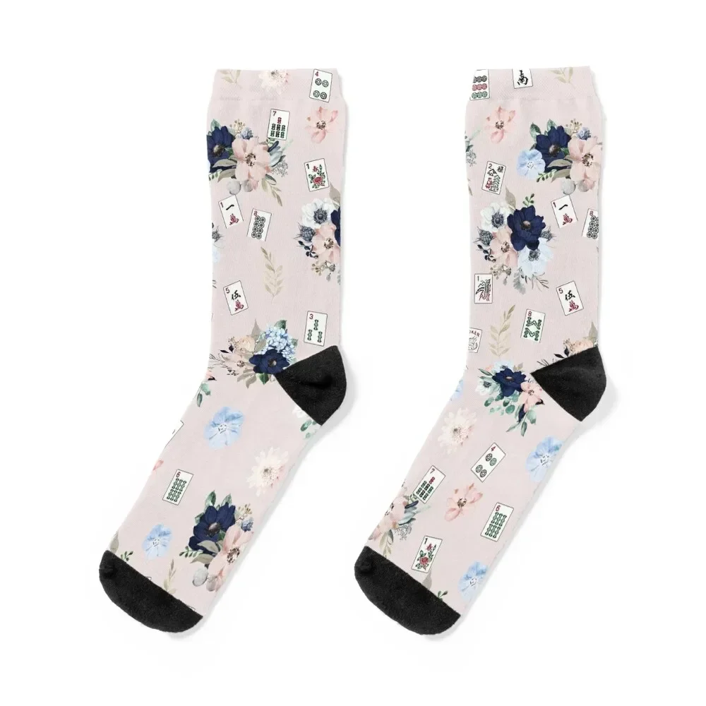 

Pink Floral Mah Jongg Pattern Socks anime tennis Socks For Man Women's