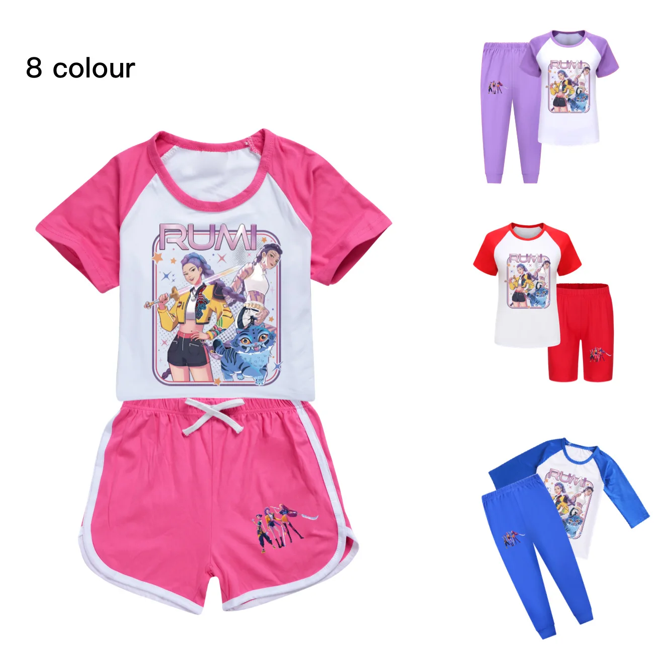 

KPop Demon Hunters Rumi T-shirt Shorts Suit Children's Girls Summer Princess Short Sleeve Tee Pants 2Pcs Sets Kids Sportswear