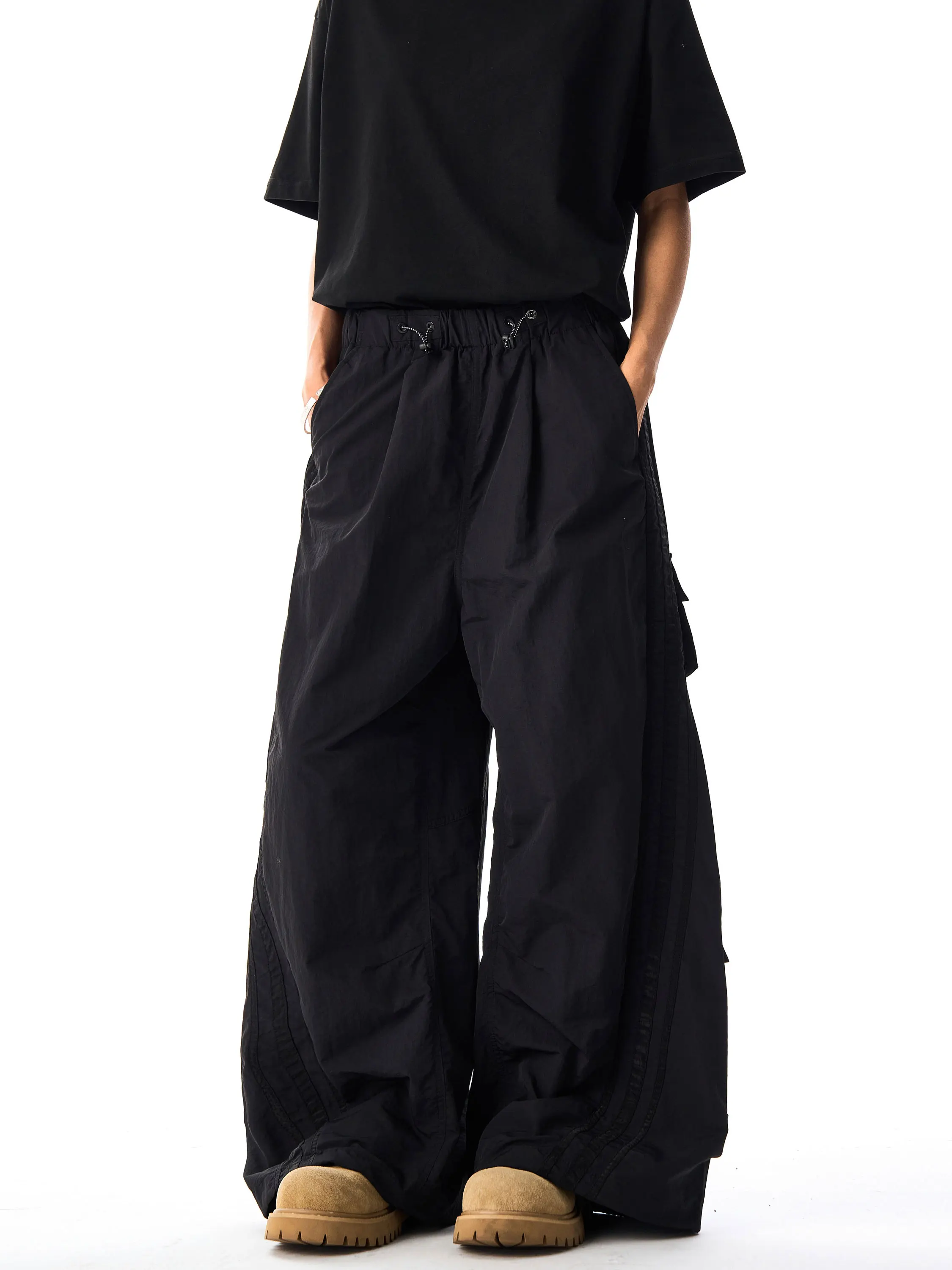 

J LONE American Retro Nylon Bla Stripe Paratrooper Pants Loose Multi ket Wide Leg Casual Knife Pants ex Long Pants