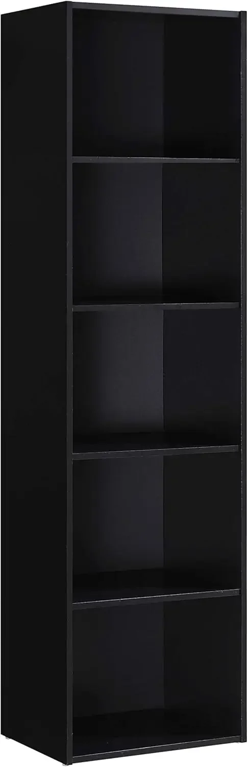 Import 5 Shelf Bookcase, Black