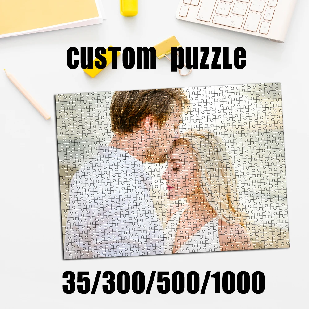 Rompecabezas de fotos personalizado "cartón/madera 35/300/500/1000 piezas rompecabezas para adultos juguetes para niños"