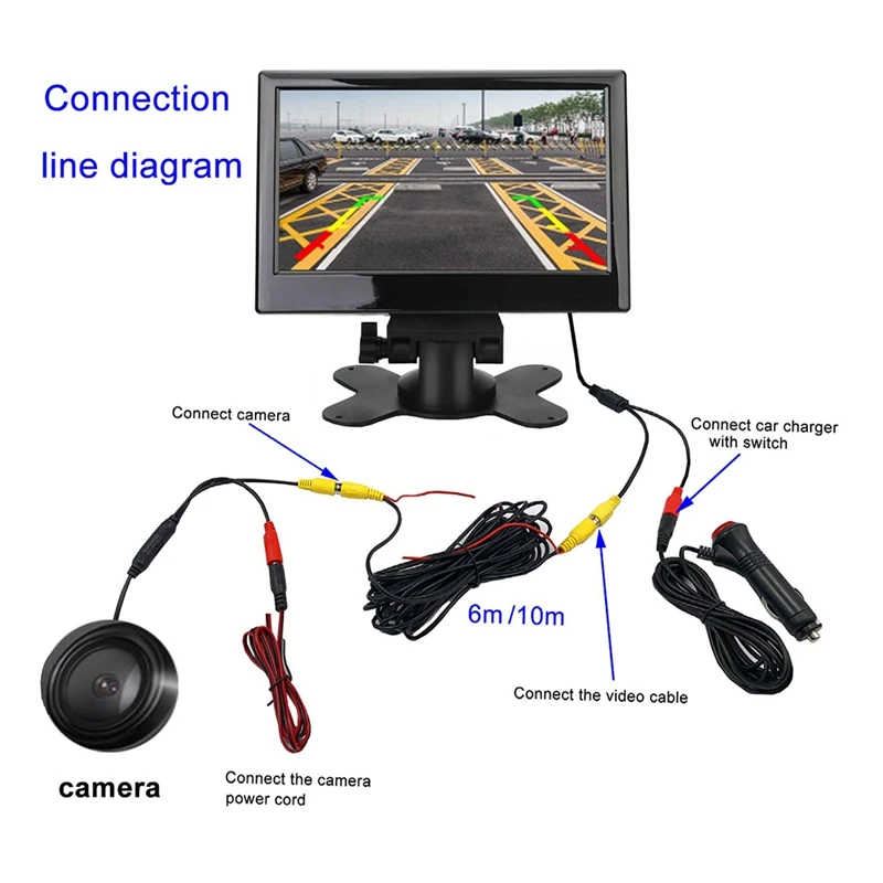 

Цветной HD-монитор с 7-дюймовым TFT ЖК-дисплеем, 12-24 В, с 4 светодиодными фотоаппаратами для автомобиля, системы видеонаблюдения, заднего вида, автомобильные электронные запчасти, аксессуары