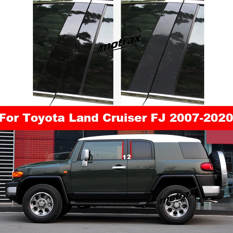 Auto Mirror Effect Window Door Column B C Pillars Post Cover Trim Sticker Accessories for Toyota Land Cruiser FJ 2007-2020