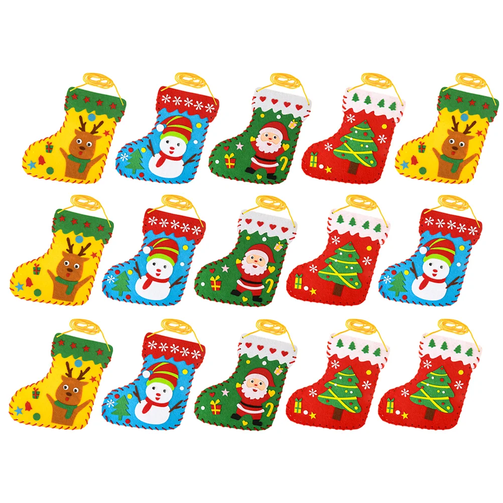 Christmas Socks DIY Children's Handmade Non-woven Educational Toys Felt Sewing Kit Stocking for Beginners Crafts Making Kids